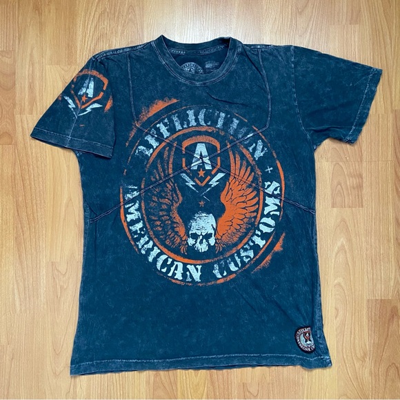 Vintage Affliction Men’s Affliction American Customs Y2K Logo T-Shirt Medium
